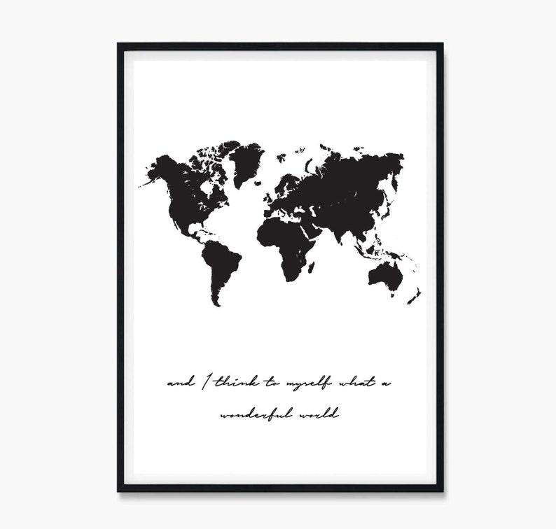 What a Wonderful World Poster World Map Wall Art World Map Etsy