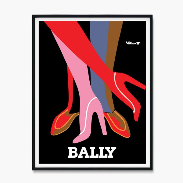 Bally Shoes Poster, Bally Shoes Print, Bernard Villemot Art, vintage Prints, Bally Poster, Bally Print, vintage Wall Art, Bally Posters