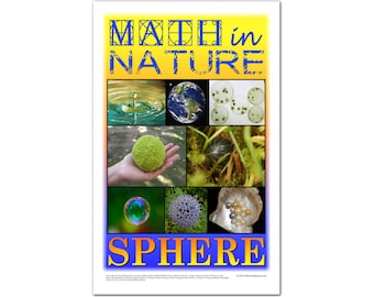 自然の中の算数教室用算数ポスター：球体、中学校、高校、大学向け教育用、13x19インチ