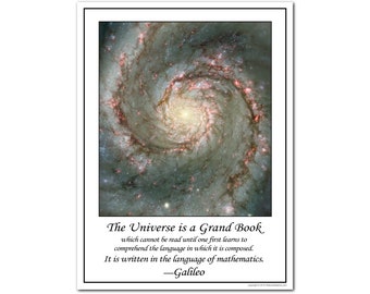 ガリレオ数学ポスター、渦巻銀河プリント、教室用アート（18x24インチ）