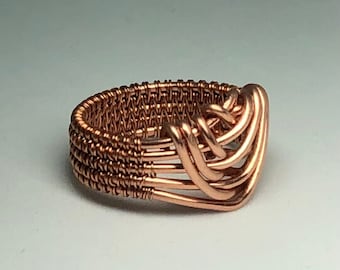 Wire copper ring with thick band. Arthritis relief ring. Oxidized copper option. Birthday gift for her and him. Handmade, boho jewelry.
