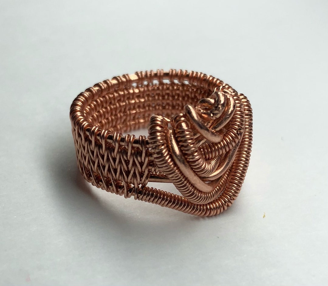 Wire Wrapping Ring With Thick Band. Copper Wire Wrapped Ring. Old ...