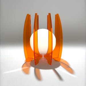 Lámpara LED con forma de orbe, estilo retro futurista, de color naranja y estilo espacial (tamaño A): luz de noche de plástico inspirada en el modernismo de mediados de siglo