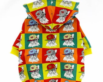 Ready to ship. SIZE M! Handmade Dog Hoodie, dog sweater, Dog clothes, Pet clothing, French bulldog