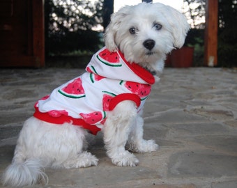 Handmade watermelon tank top, dog clothes, t-shirt for dog, clothes for small size dog, pet clothing