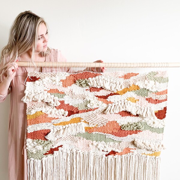 Large Woven Wall Hanging Big boho Handwoven Wall Hanging tapestry Modern Weave Wall Hangings red decor wall hanging boho macrame wall art