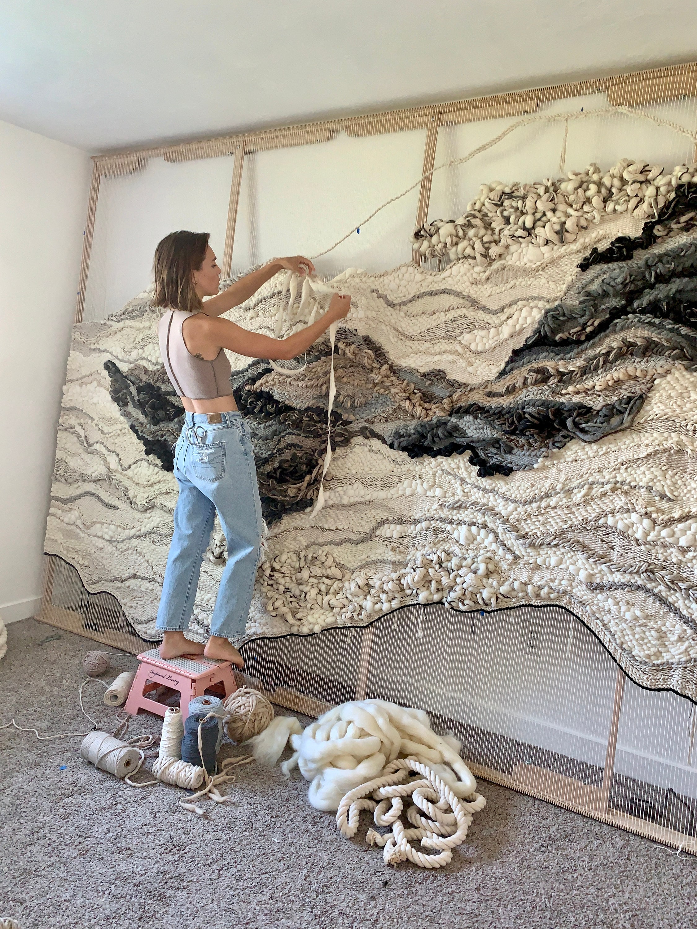 Large Fiber Art Tapestry: Woven Wall Sculpture, Modern Home Decor