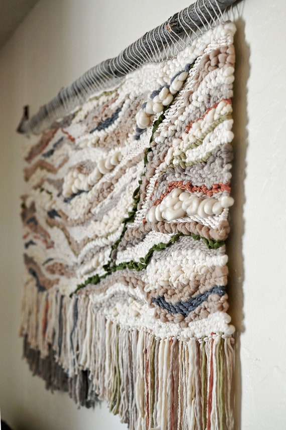 Large Wall Hanging Green Wall Hanging Neutral Wall Hanging Woven Art Wall Wool Weaving Weavings Large elements Etsy Canada