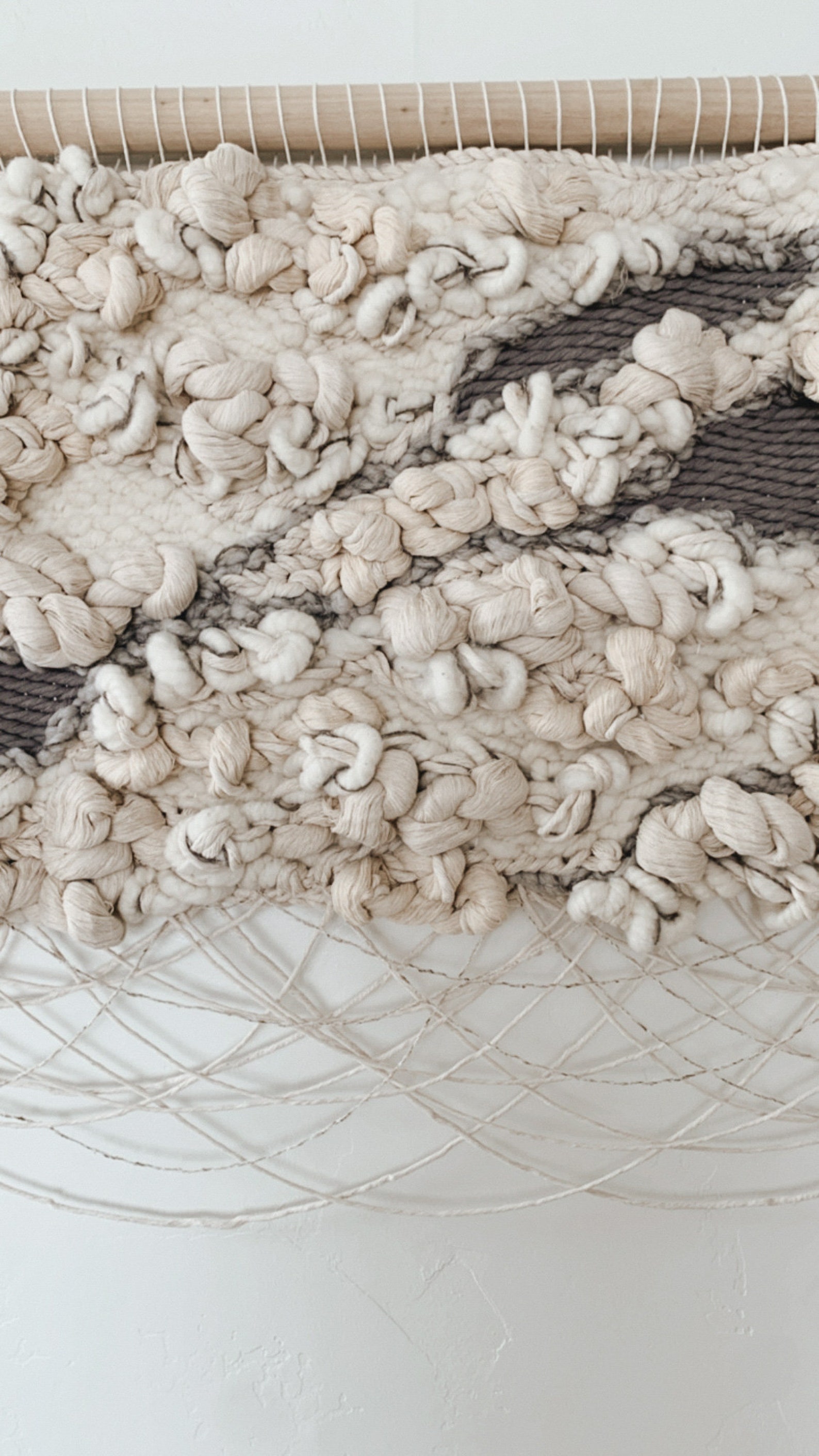 Curated visual reference: Gallery Detail: Textured Fiber Wall Art With Fringe Modern Soft Sculpture