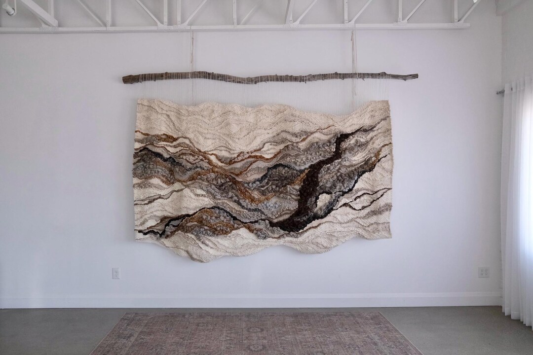 Large Woven Fiber Art Tapestry, Eco-friendly Wall Hanging, 9'x7