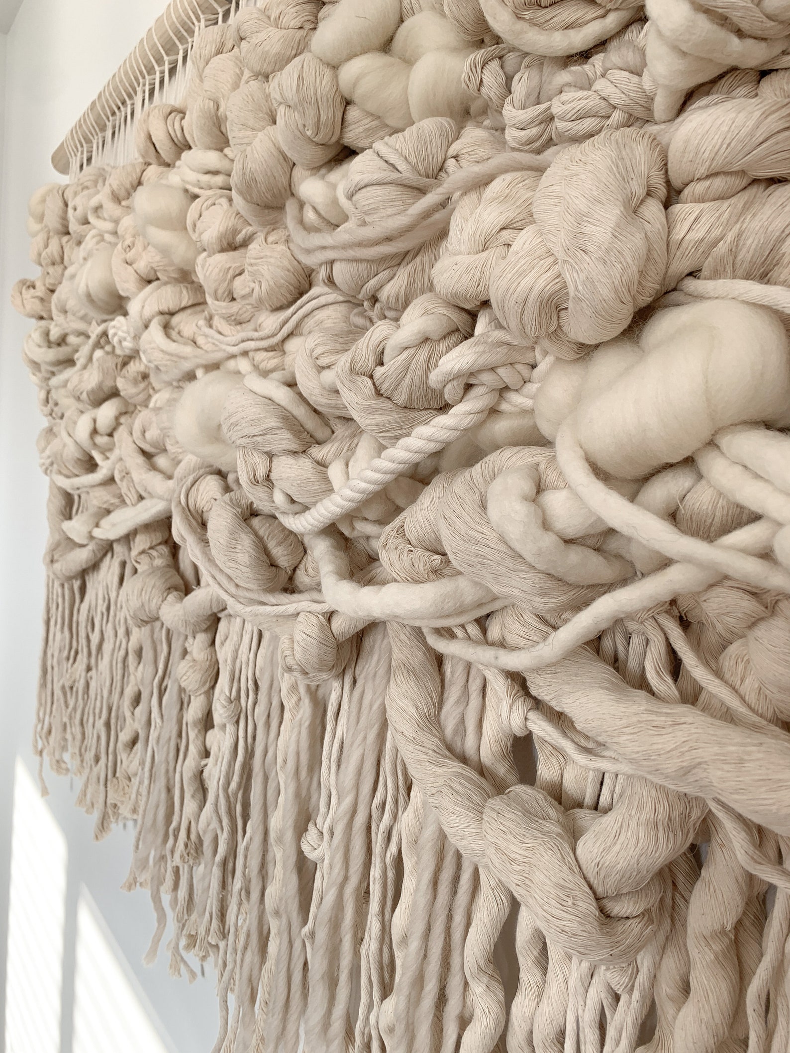 White Wall Hanging Large Wall Art Weaving Neutral Wall Hanging Etsy