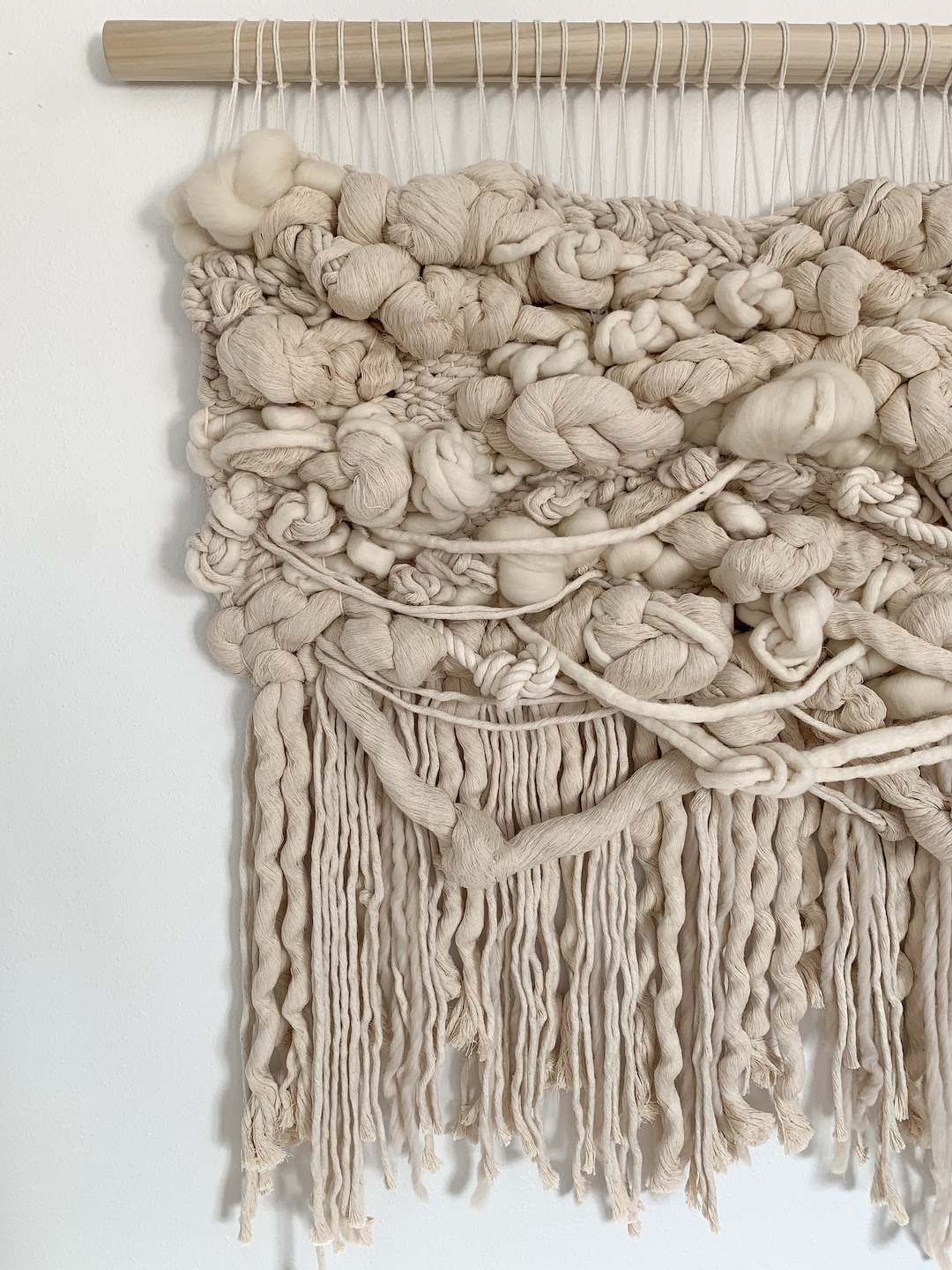 White Wall Hanging Large Wall Art Weaving Neutral Wall Hanging Macrame