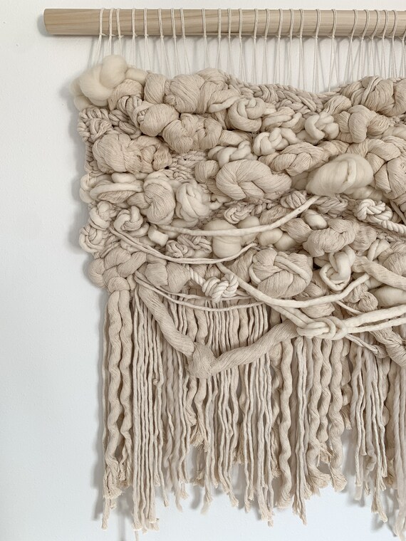 Arazzo Da Parete In Macramè Colorato Fatto A Mano - Decorazione Boho In Cotone Riciclato Con Bastone In Legno - Regalo Originale Per La Casa