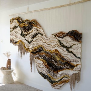 large woven wall art textile artist custom weaving organic shape large scale custom fiber art wall sculpture textured wall art tapestry
