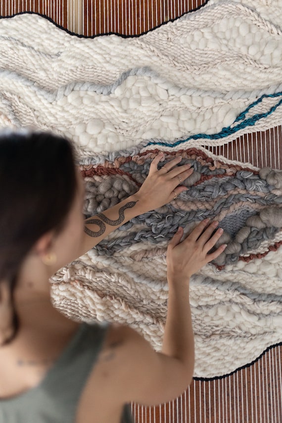 Large Woven Tapestry Fiber Art, Soft Sculpture Wall Hanging - Etsy