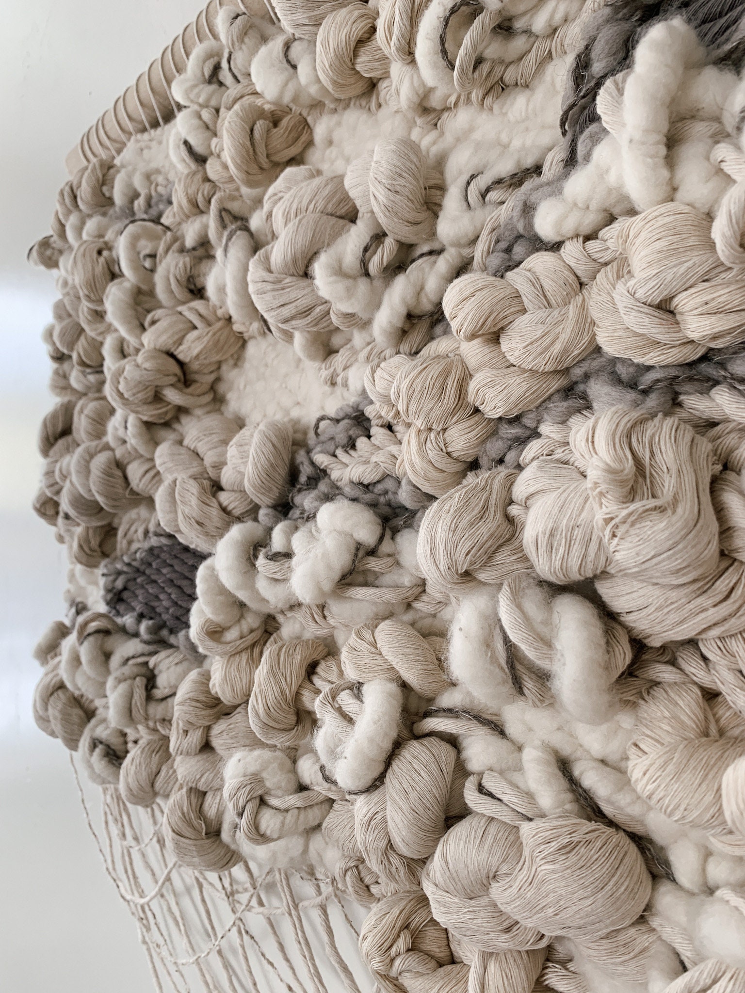 Photo inspiration: Visual Reference: Textured Fiber Wall Art With Fringe Modern Soft Sculpture