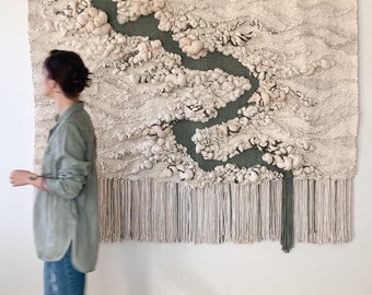 fiber art wall hanging woven weaving textural wall art weavings wall hangings macrame large scale wall sculpture soft fiber art yarn art