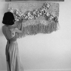 Image showcasing Custom Raffia Woven Wall Hanging, Fiber Art Sculpture - Etsy
