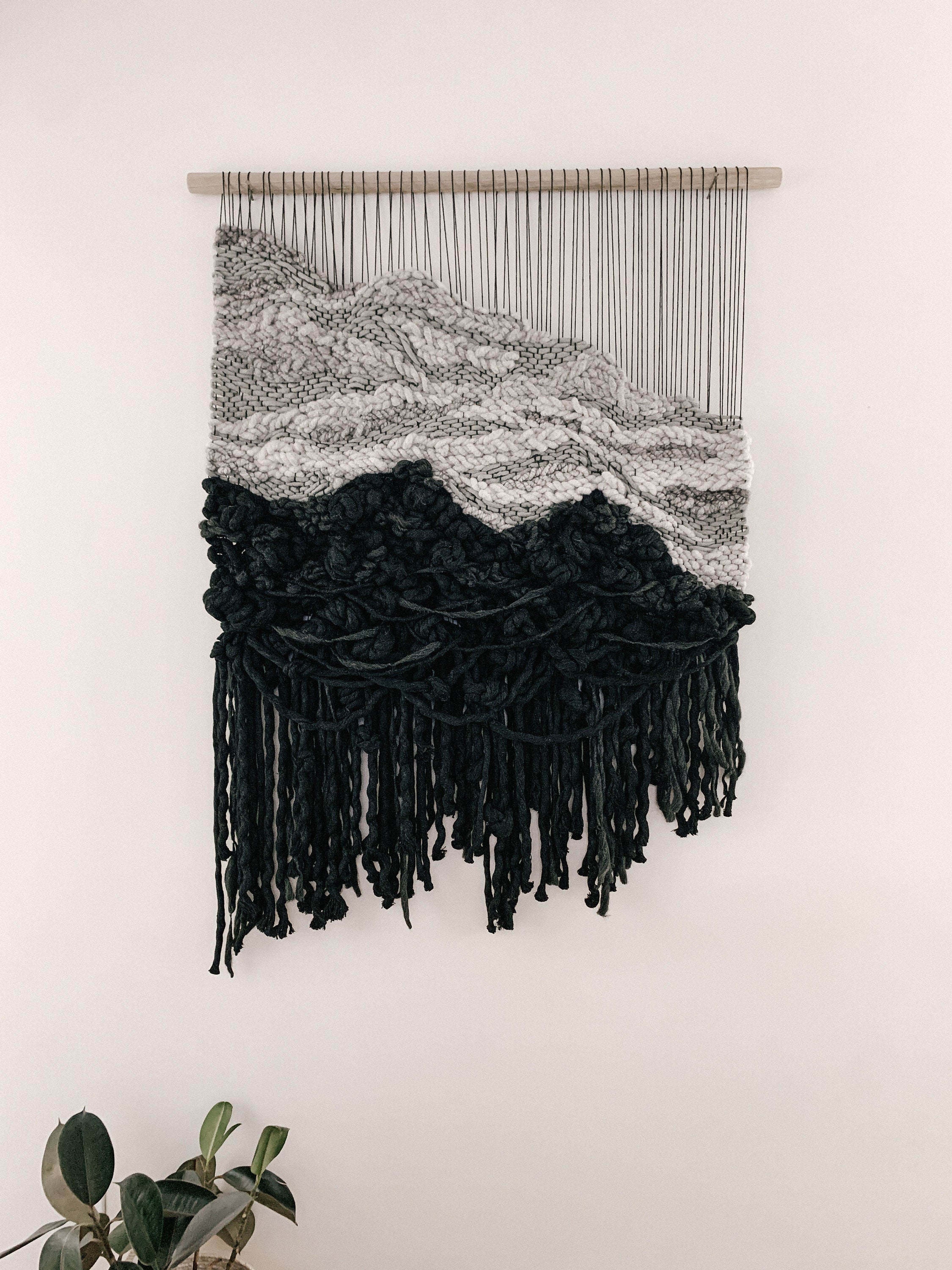 Black Macrame Large Wall Hanging, Headboard 