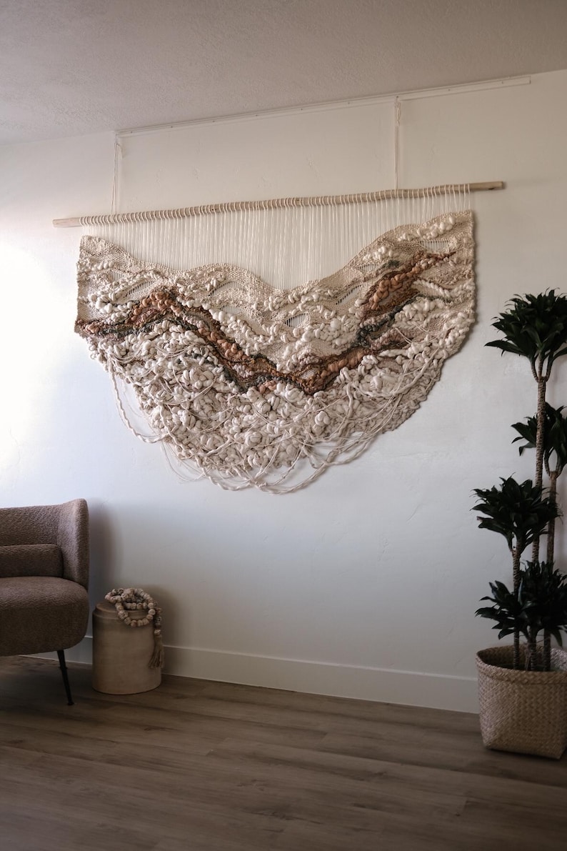 Textured Natural Fiber Wall Hangings Reference: Textured Fiber Wall Art Large Woven Sculpture Terracotta Knots