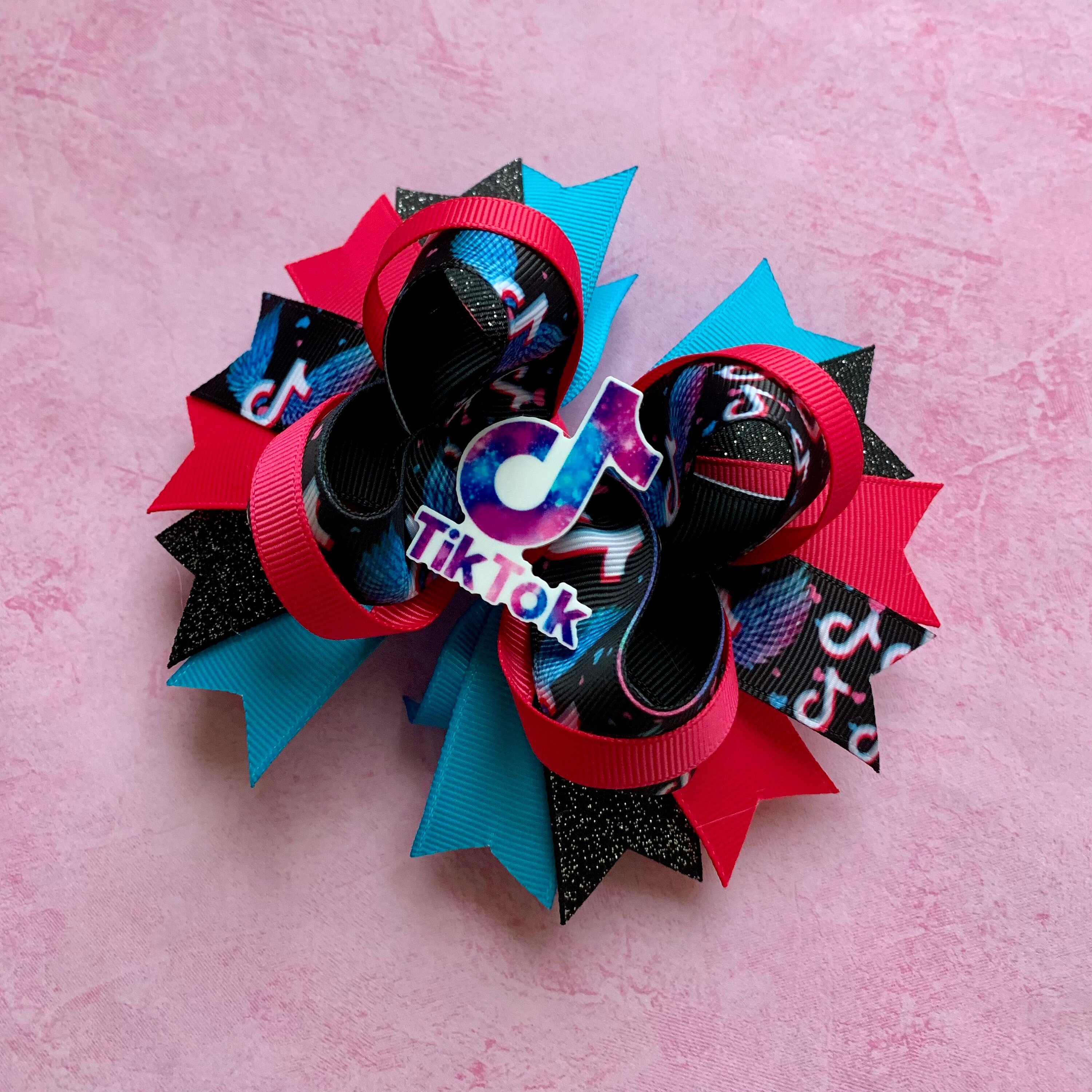 Tik Tok Hair Bow Tik Tok Birthday Tik Tok Party Tik Tok Bow Etsy