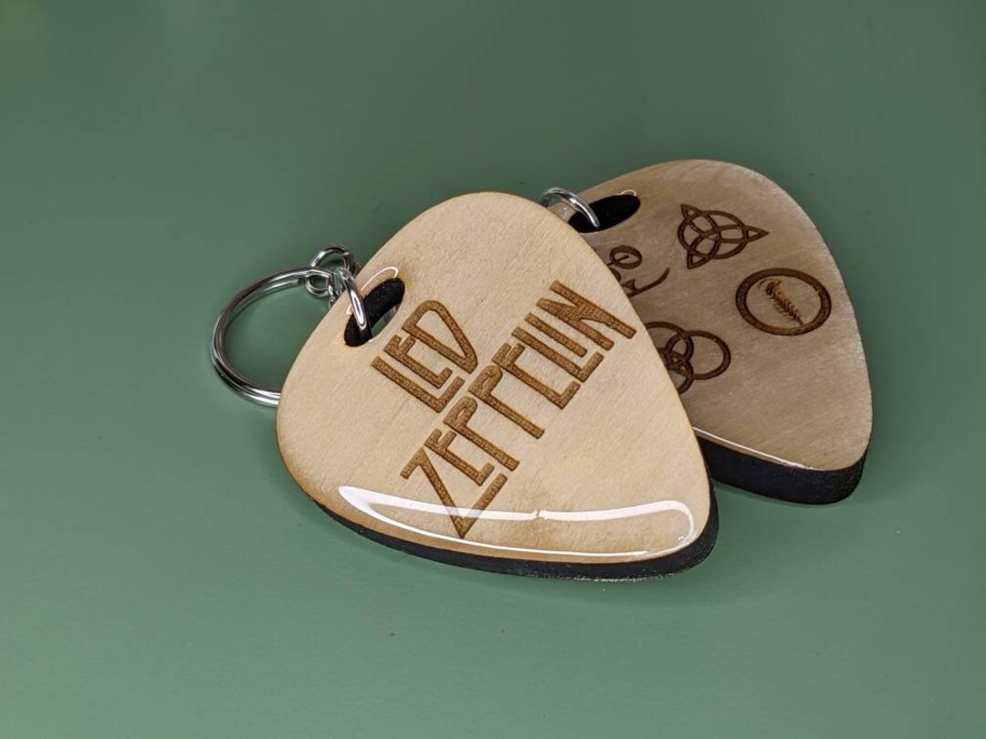 Led Zeppelin Guitar Pick Keychain Jimmy Page Robert Plant Etsy