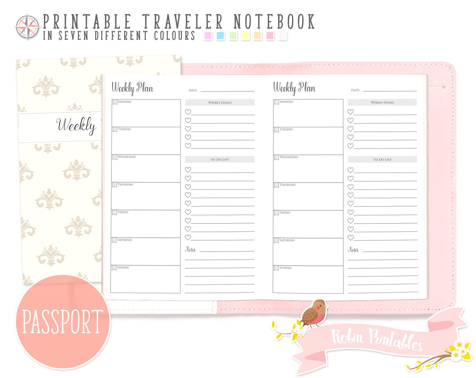 Passport Weekly Planner Traveler Notebook Refill. Small Pocket - Etsy