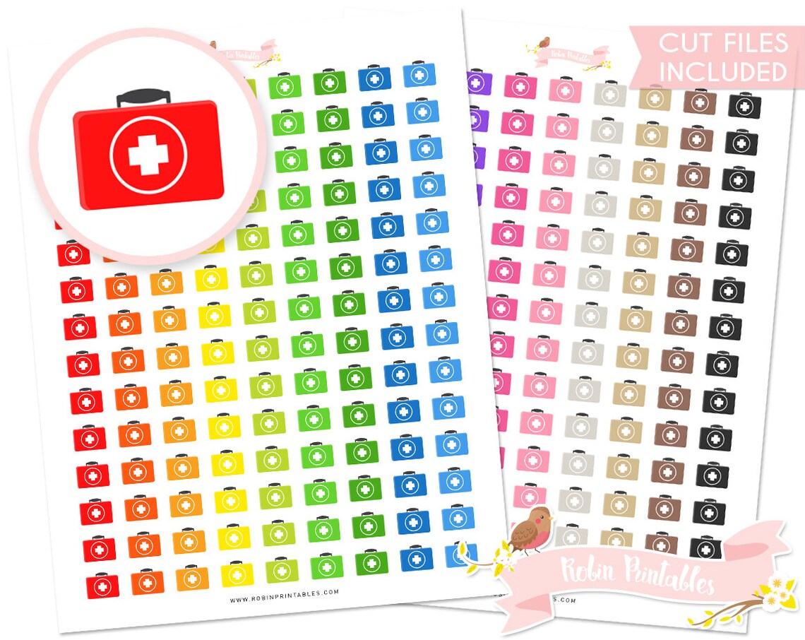 Medical Kit Printable Planner Stickers Erin Condren Etsy