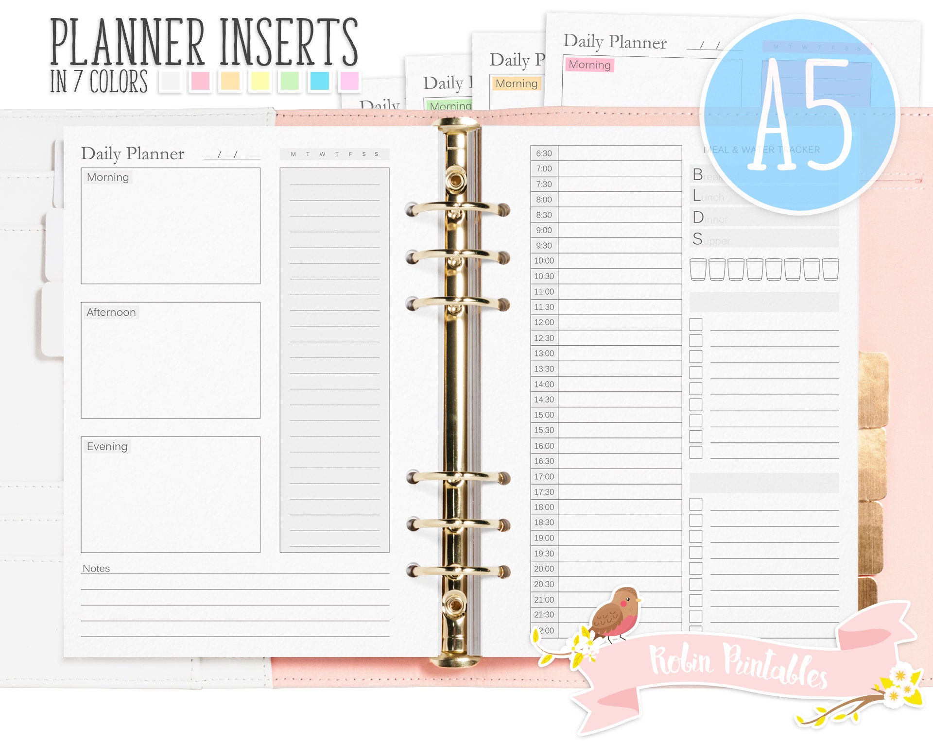 A5 Daily Planner Printable Binder Inserts. Fits Planners Like Etsy