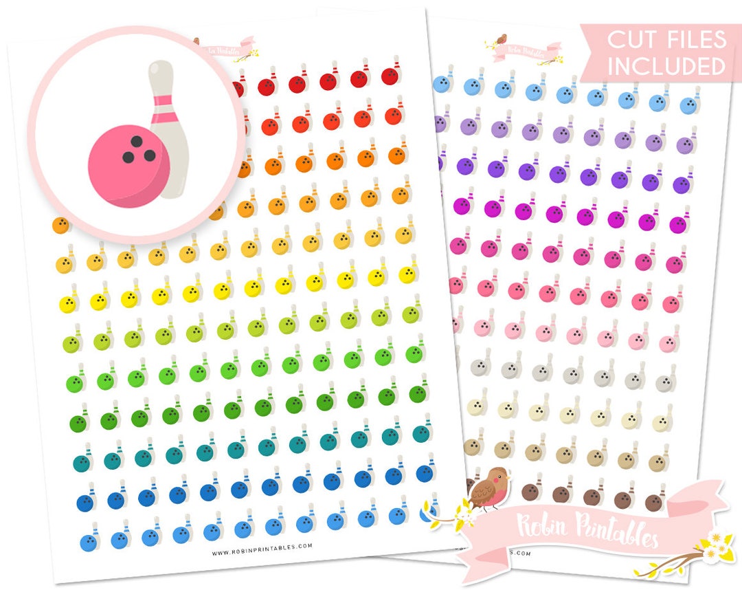 Bowling Printable Planner Stickers With Silhouette Cut Files - Etsy