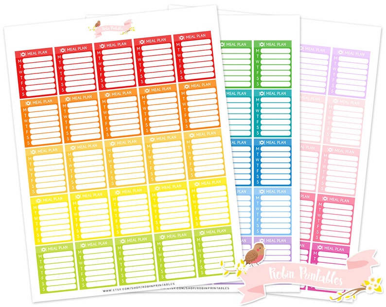 Weekly Meal Plan Printable Planner Stickers For Erin Condren Etsy
