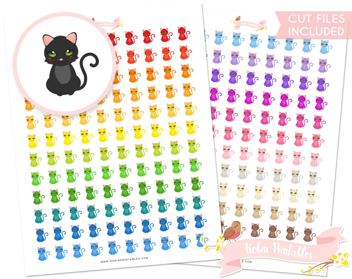 kawaii printable planner stickers erin condren kawaii cat etsy canada