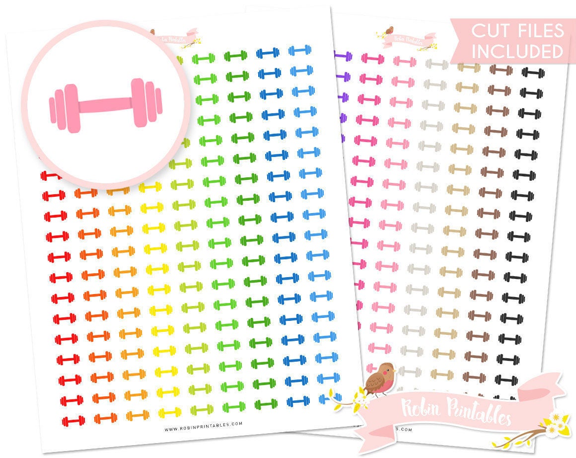 PRINTABLE Fitness Workout with Weights Lifting Planner Stickers