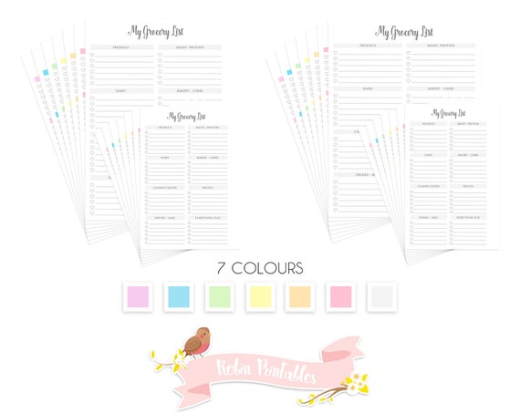 Letter A5 Half Size Printable Grocery List Flax and Sunflower