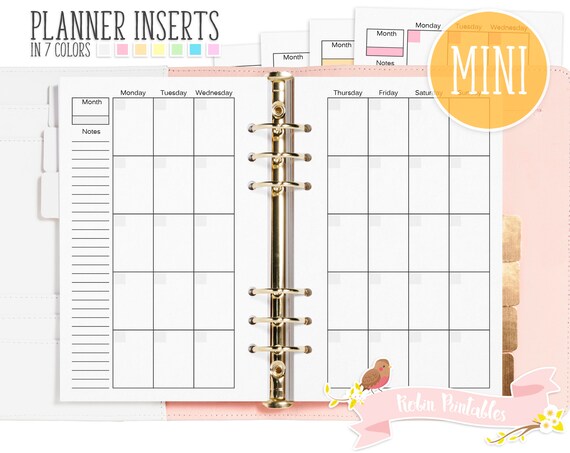 mini monthly organizer printable binder inserts fits planners etsy monthly organizer planner