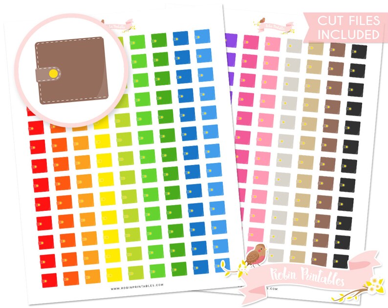 Wallet Printable Planner Stickers With Cut Files Erin Etsy