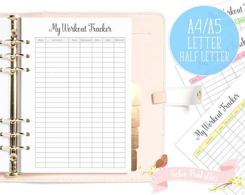 Exercise Tracker Printable Physical fitness Planner Increase. A4, Letter, A5, 50 % letter measurement suits organizers which includes KikkiK or Filofax. Gymnasium fitness log. graphic about Workout Tracker Printable known as Exercise Tracker Printable Health and fitness Planner Increase. A4, Letter, A5, 50 percent letter sizing suits organizers which include KikkiK or Filofax. Health and fitness center fitness log.