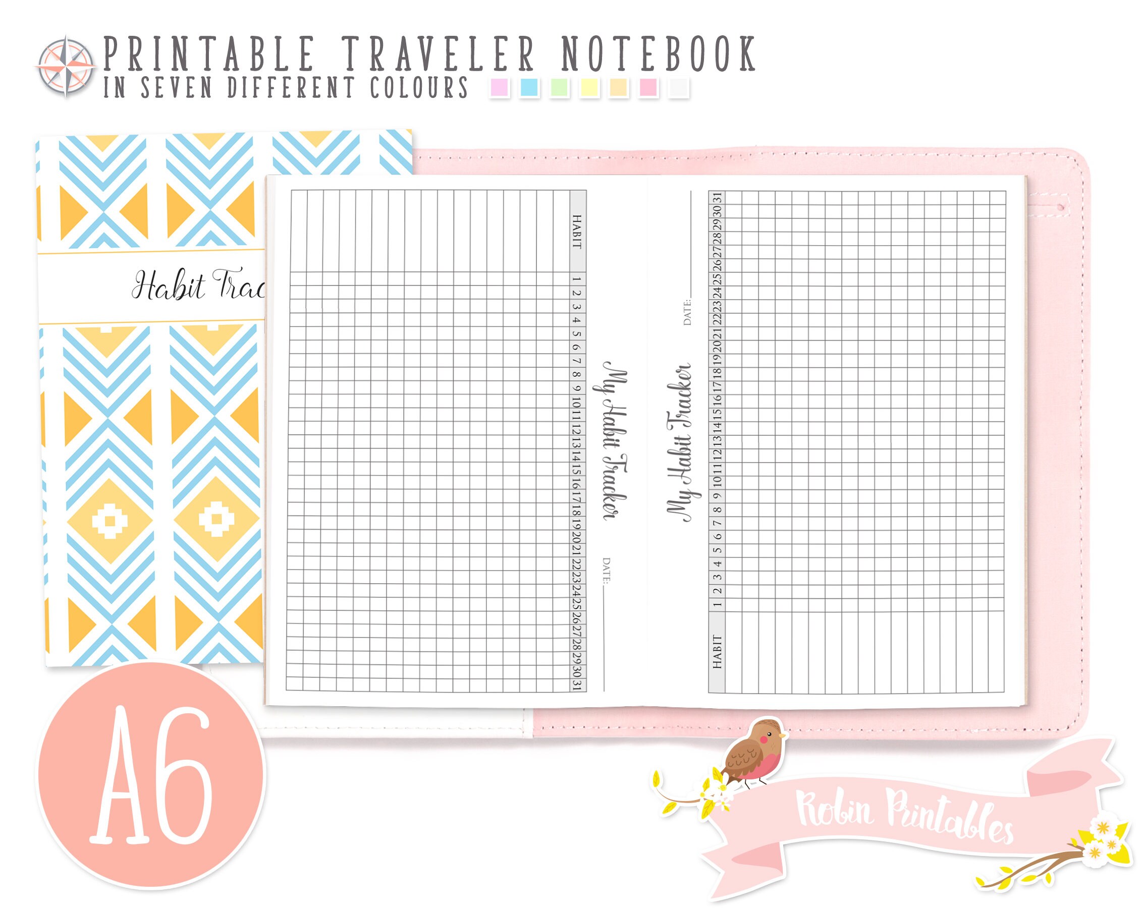 A6 Monthly Habit Tracker Traveler Notebook Refill. 4 x 6 | Etsy