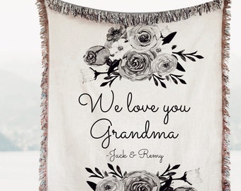 Personalized Mother’s Day Gift For MOM BLANKET Grandma Nana Woven Cotton Anniversary Gift Girlfriend Wife Custom Birthday Gift Boho Eclectic
