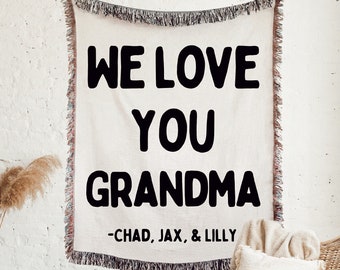 I LOVE YOU Blanket \ Personalized Birthday Group Gift \ Cotton Anniversary Gift Girlfriend Boyfriend Wife Mothers Day Mom Grandma Nana