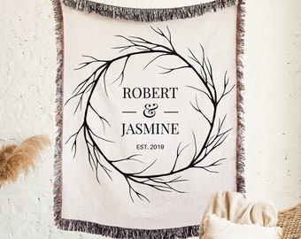 Mr and Mrs Blanket -Valentines Day Gift Family Name Blanket Cotton Anniversary Gift Girlfriend Boyfriend Couple Personalized Wedding Blanket