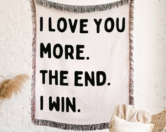I LOVE YOU MORE Cotton Anniversary Gift Blanket For Girlfriend For Boyfriend For Wife For Husband First 2nd Anniversary Gift Valentines Gift