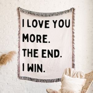 I LOVE YOU MORE Cotton Anniversary Gift Blanket For Girlfriend For Boyfriend For Wife For Husband First 2nd Anniversary Gift Valentines Gift