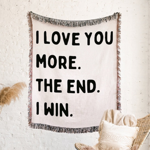 I LOVE YOU MORE Cotton Anniversary Gift Blanket For Girlfriend For Boyfriend For Wife For Husband First 2nd Anniversary Gift Valentines Gift