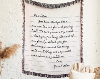 LETTER BLANKET Personalized Gift Love Birthday Gift For Mom Dad Grandma Woven Cotton Anniversary Gift Girlfriend Boyfriend Valentines Gift