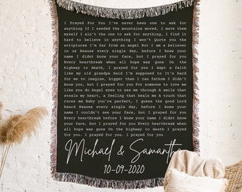 COTTON ANNIVERSARY Song Lyric Blanket Wedding Gift Vows Couples Names Personalized Woven Throw Blanket Valentines Gift For Wife For Couple