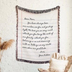 COUVERTURE À LETTRE Cadeau personnalisé Cadeau d'anniversaire d'amour pour maman Papa Grand-mère en coton tissé Cadeau d'anniversaire Petite amie Petit ami Cadeau Saint-Valentin