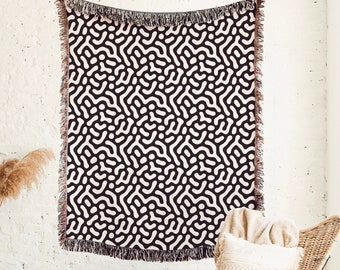 Marble Blanket, Woven Blankets, Black White Blanket, Woven