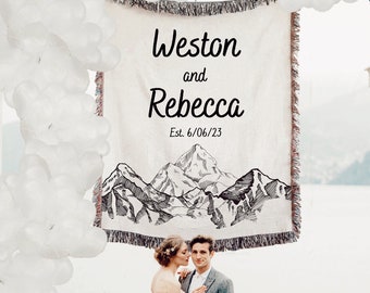 PERSONALIZED Wedding Gift For Couple - Mountains Couples Second Anniversary Gift for Wife Cotton Anniversary Gift Nature Outdoors Birthday