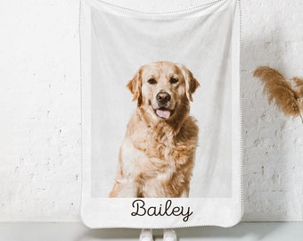 Personalized Dog Photo Blanket -Pet Dog Mom Gift Custom Photo Picture Blanket Pet Name Memorial Dog Loss Cat Gift Custom Pet Furbaby